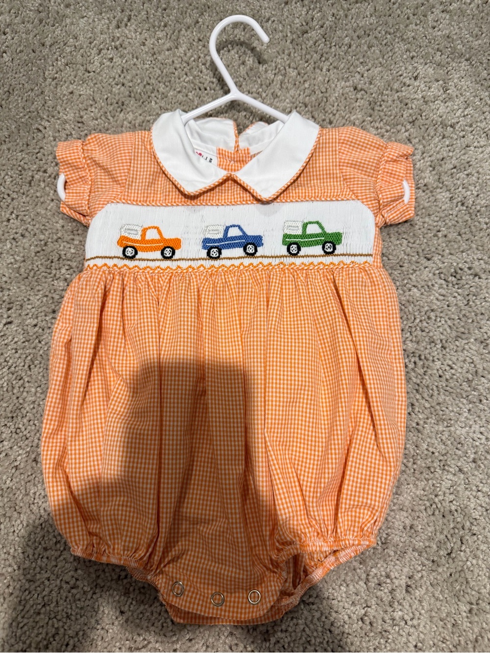 Ruth and Ralph newborn car smocked bubble